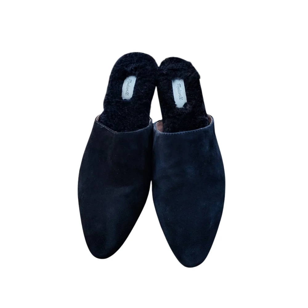Madewell Kasey Black Suede Loafers With Shearling Lining